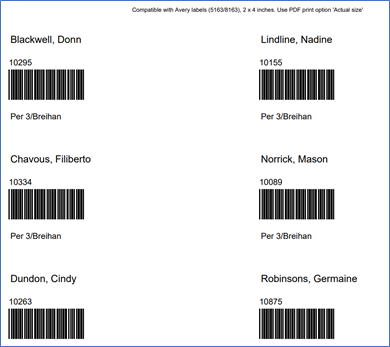 Barcode examples by class